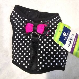 NWT Top Paw Black and White Polka Dot Dog Harness. Size XXS